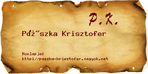 Pászka Krisztofer névjegykártya